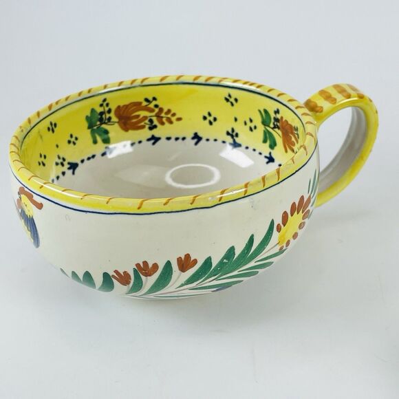 Italy Pottery Majolica Snack Set Tray Cup Galletto Rooster Design Terracotta VTG - Picture 11 of 16